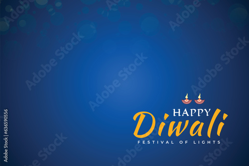 Happy Diwali dark blue background with flat lamp and light decoration social media wishing card or greeting poster or banner design vector file