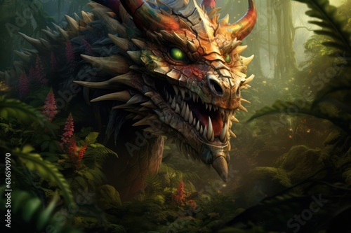 fantasy dragon head closeup