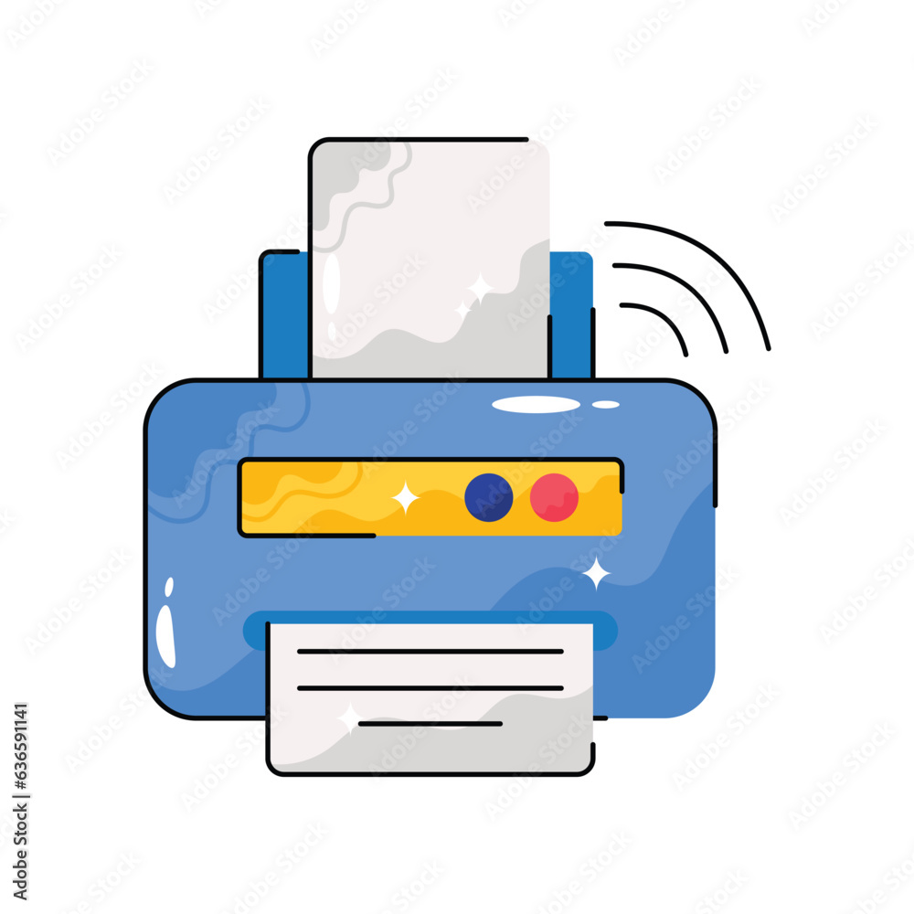 Smart Printer doodle vector outline Sticker. EPS 10 file Smart Printer doodle vector outline Sticker. EPS 10 file