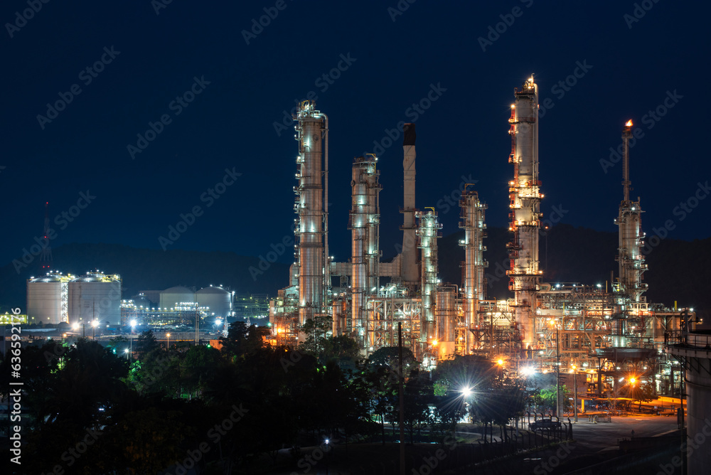 Aerial view Industry Oil refinery oil and gas refinery background, Business petrochemical industrial, Refinery oil and gas factory power and fuel energy, Ecosystem estates. Fuel refinery industry