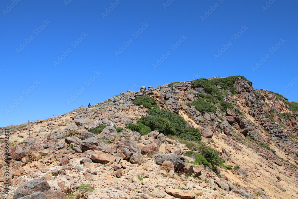 乗鞍岳の風景。乗鞍岳は飛騨山脈南部にある剣ヶ峰を主峰とする山々の総称。