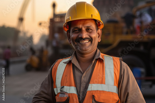 successful and confident Indian engineer standing at workplace © PRASANNAPIX