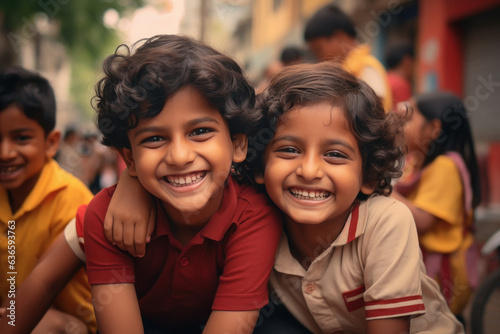 Indian little child smiling and celebrating friendship day