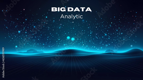 Big data analytic lettering.abstract lines with dots over dark background. connecting or big data concept.