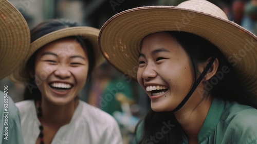 young Womens in the Vietnamese wild laughter