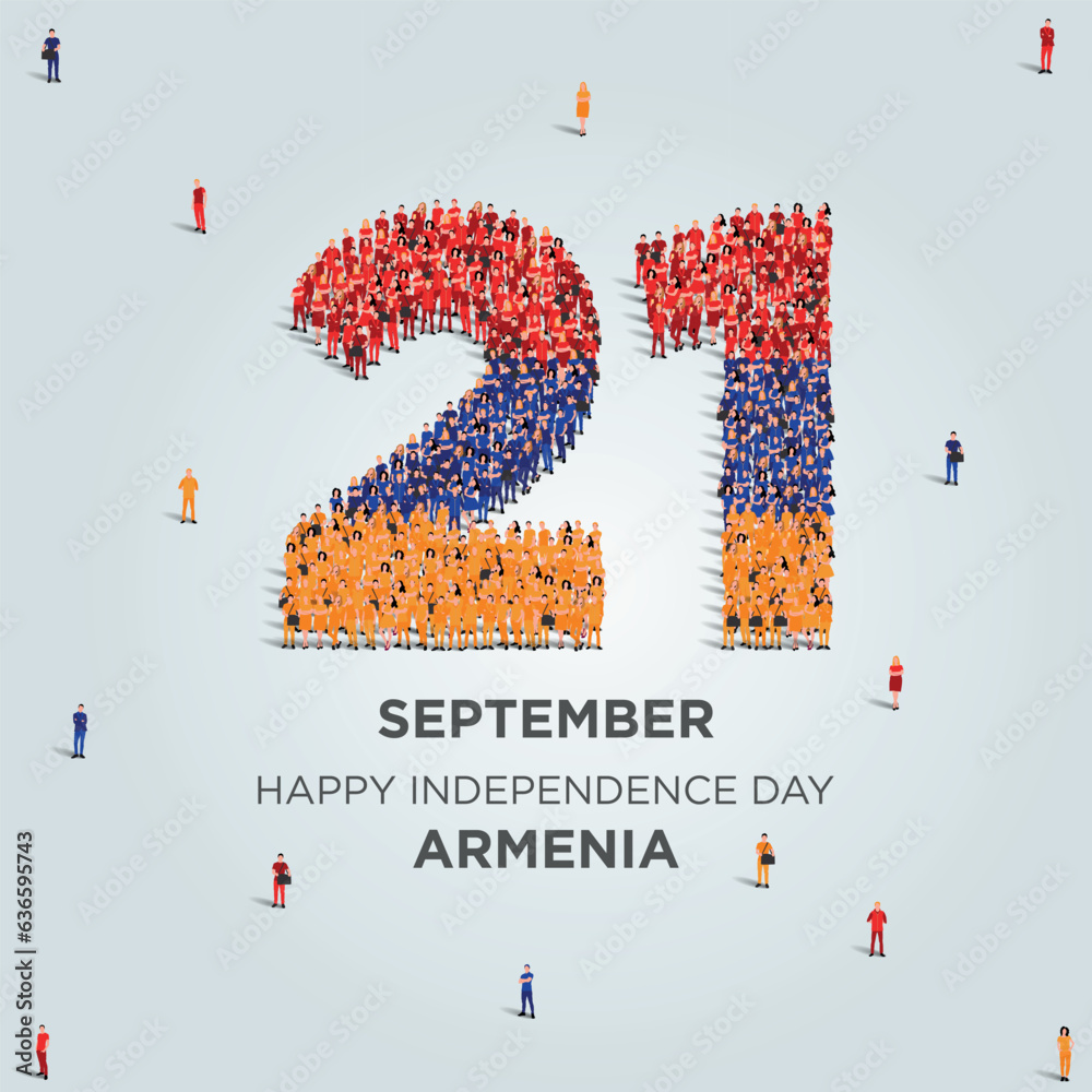 Happy Independence Day Armenia. A large group of people form to create