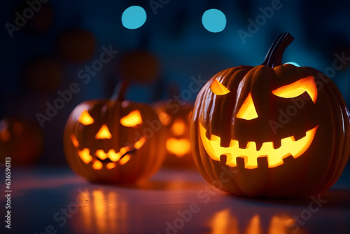  Creepy jack-o-lanterns glowing in the dark