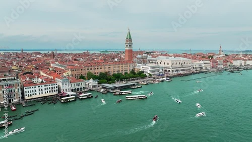 Aerial view of Piazza San Marco and basilica in Venice, Italy (ID: 636596155)