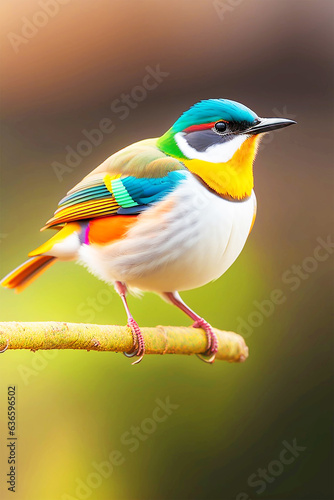 Photo Purple Winged Bird in a Tropical Forest.