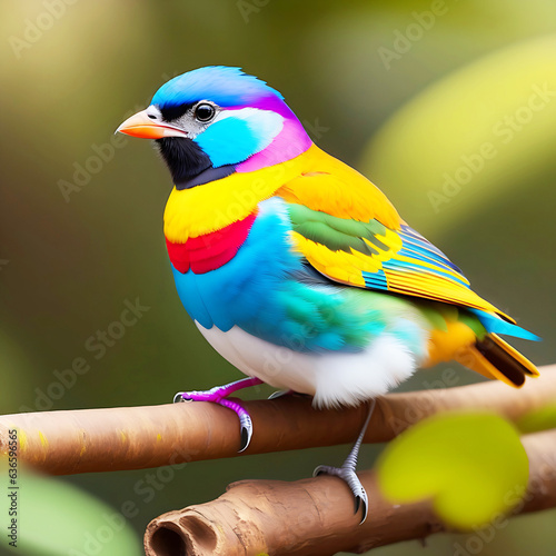 Photo Purple Winged Bird in a Tropical Forest.