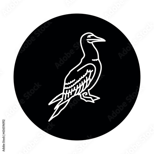Sea       bird gannet black line icon.