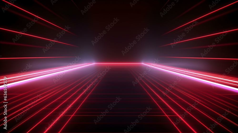 3D Render of a Room with Glowing Dark Red Neon Lines. Abstract Background 3D Render of a Room with Glowing Dark Red Neon Lines. Abstract Background