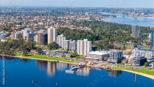 Aerial landscapes above Swan river in Perth, Western Australia photo