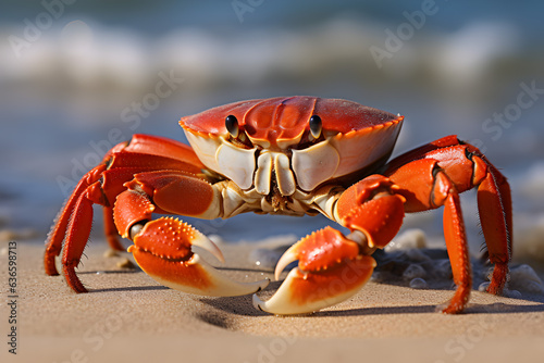Crab on the beach.Selective focus and shallow depth of field.