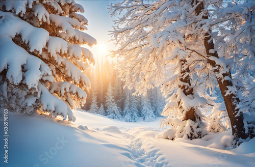 Winter view of falling snow...