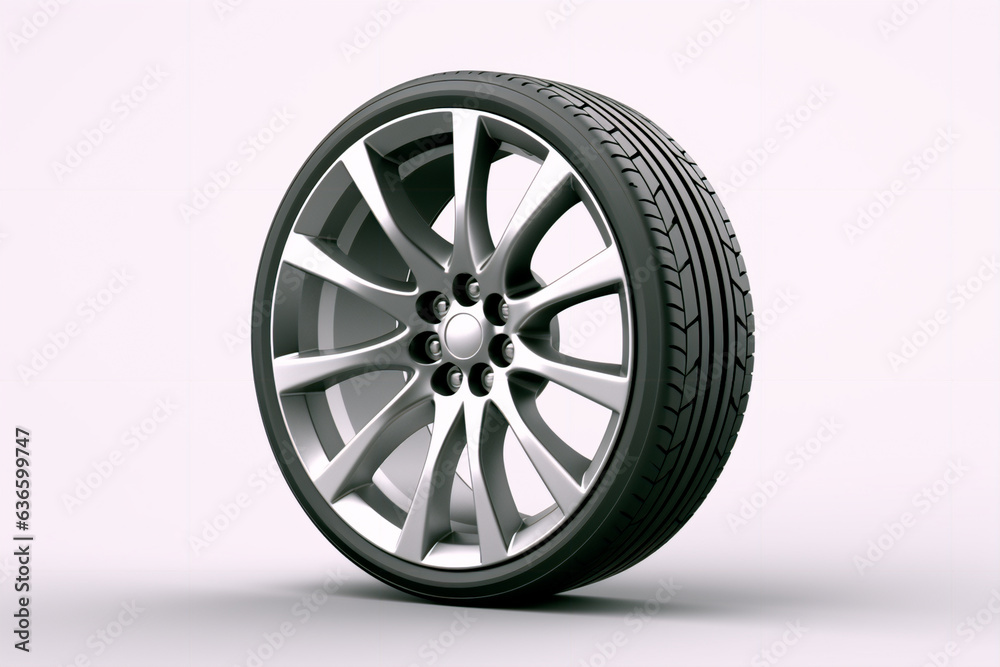 Car wheels on a white background. Tires. Tire replacement on the car