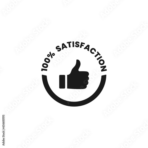 100% Satisfaction Icon or 100% Satisfaction Guarantee Sign Vector Isolated in Flat Style. 100% Satisfaction Guaranteed Label Vector for product packaging. 100% Satisfaction Label Vector Isolated.