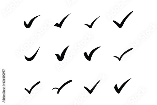Set of check mark, checklist icon isolated