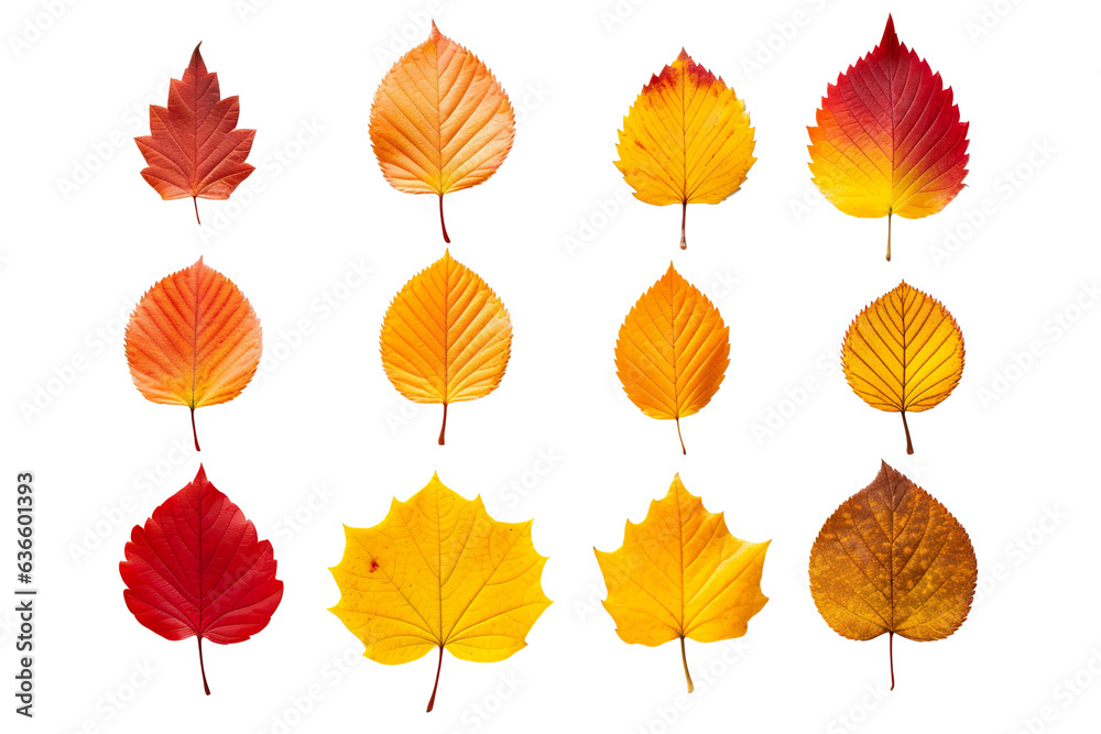 autumn colored fall leaves isolated on white background PNG autumn colored fall leaves isolated on white background PNG