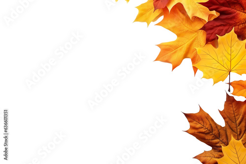 autumn colored fall leaves isolated on white background with copy space PNG