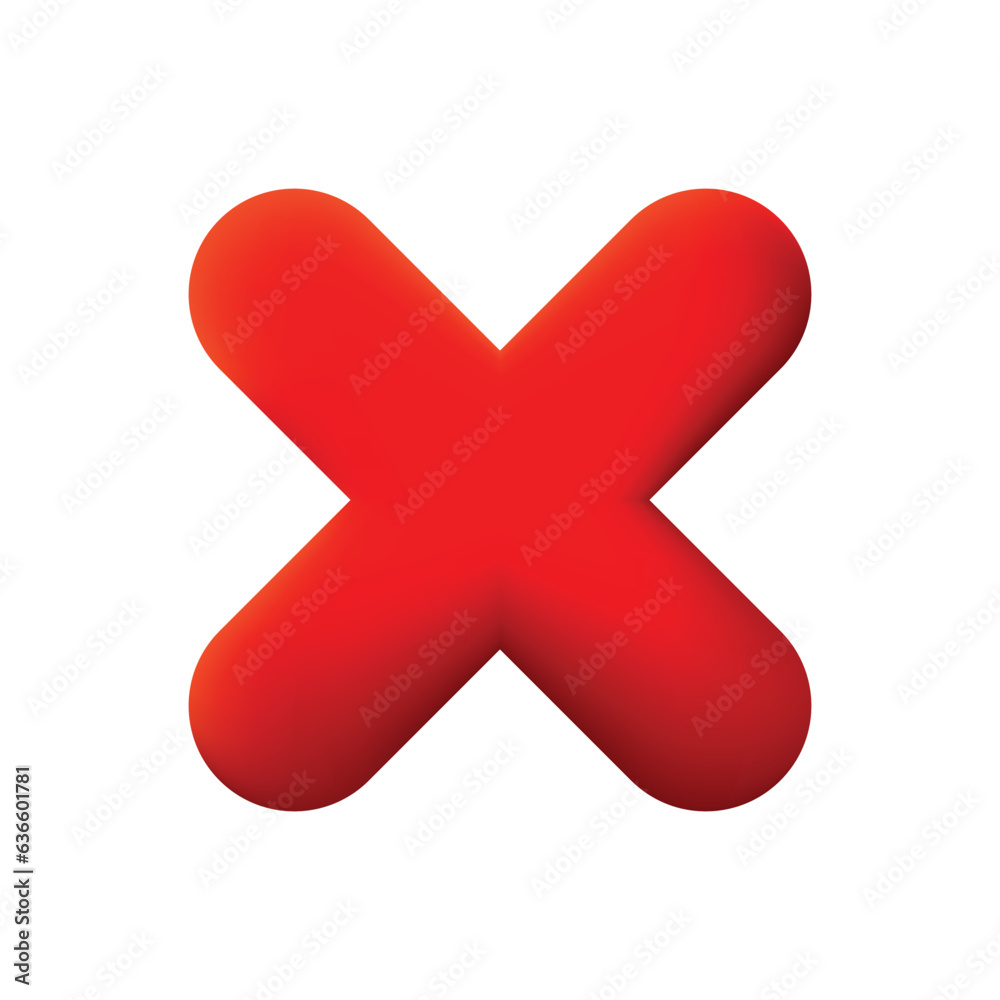 Fototapeta premium red cross icon, rejection icon isolated