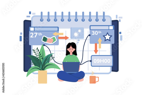 Girl setting up her schedule