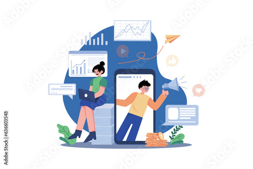 Business marketing management Illustration concept on white background