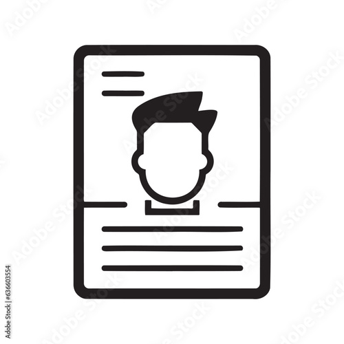 Identification card icon. Black and white illustration