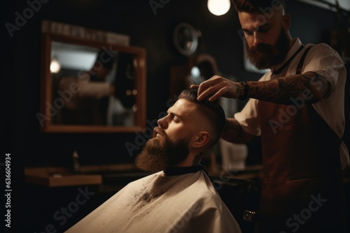 Barber styling hair and beard