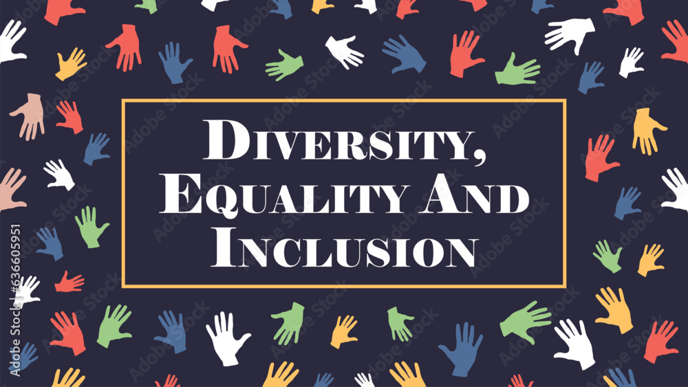 Diversity, Equality and Inclusion vector banner design with hand palm ...
