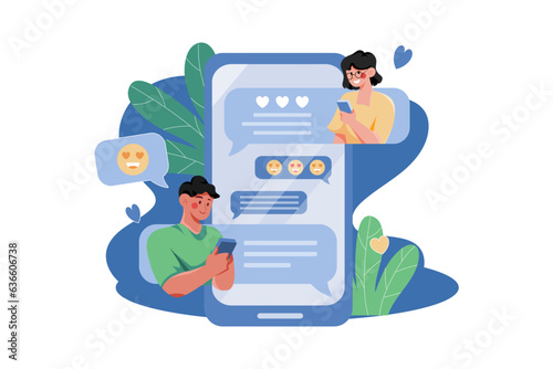 A couple having a conversation on a dating app