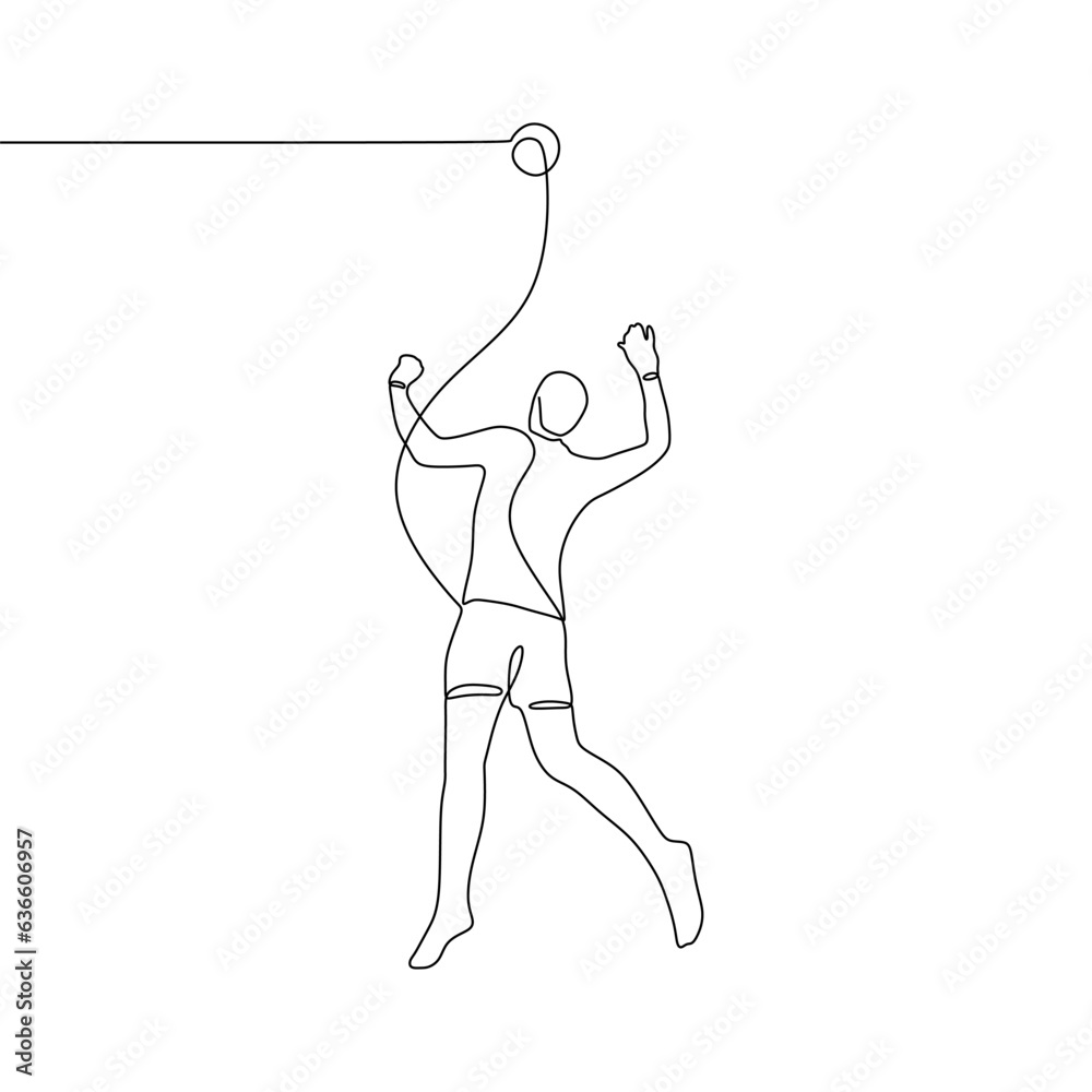 Continuous single-line art of a basketball player Continuous single-line art of a basketball player