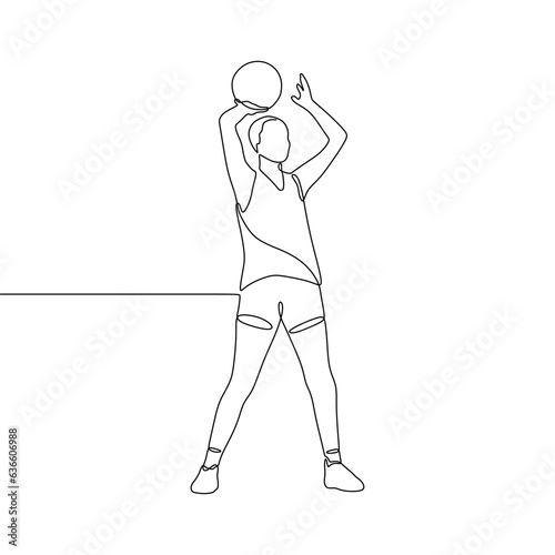 Continuous single-line art of a basketball player