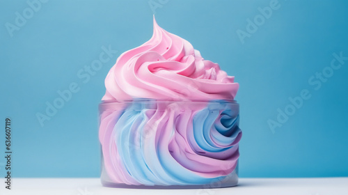 Photo Handmade colorful foaming whipped soap. Generative AI.