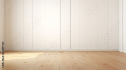 Empty room of white wall and wooden floor