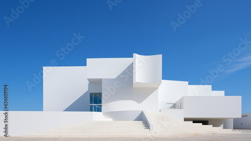 white modern building blue sky background