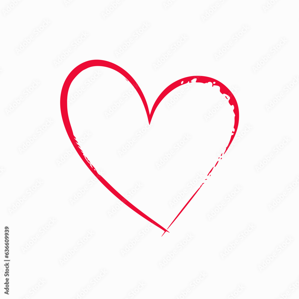 crayon red heart isolated