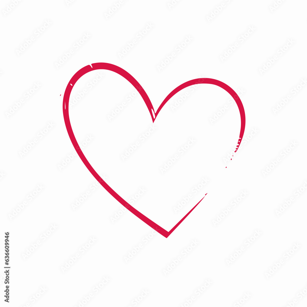 crayon heart vector isolated on white