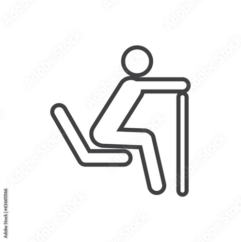 Elderly icon line, Priority Symbols for Disabled Passenger, Human mobility vector signs. disability info graphics element, disability accessibility icon, physically disabled people icon.