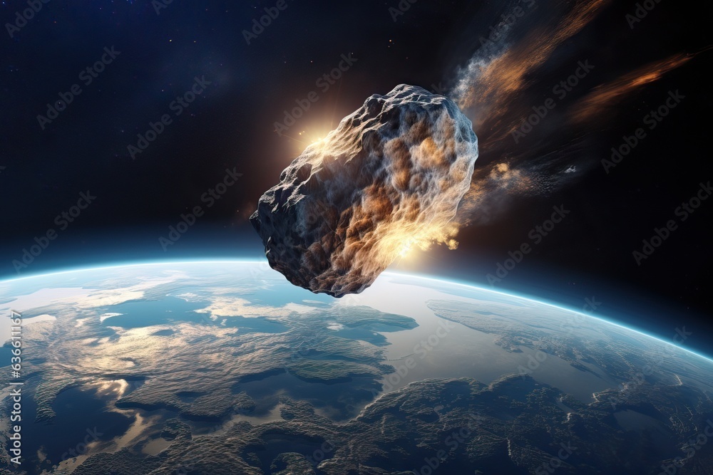 Picture of a meteorite flies to the surface of the Earth. - obrazy, fototapety, plakaty 
