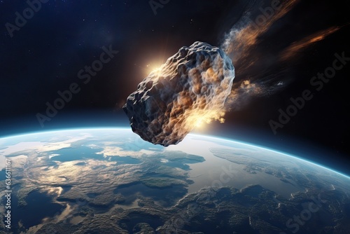 Picture of a meteorite flies to the surface of the Earth.