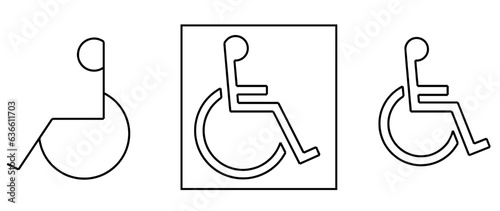 Sign of a person in a wheelchair. Person with disabilities. Disabled person. Symbol. Vector.
