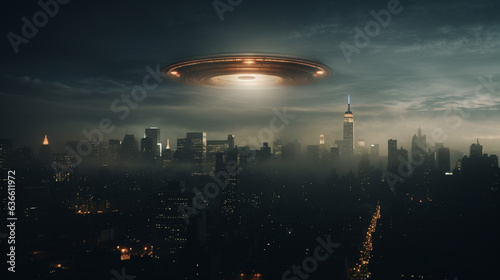 Cityscape Conundrum: UFO Presence Above Urban Life, Generative AI