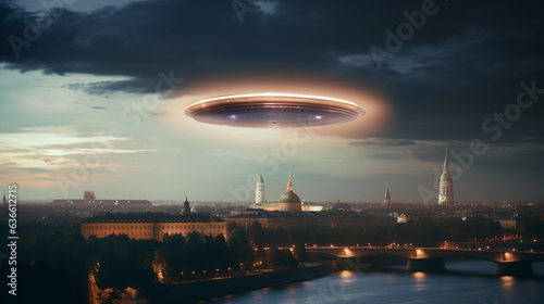 Celestial Secrets: UFO Over Moscow's Historic Walls, generative ai