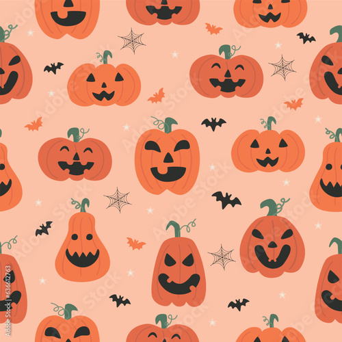 pattern with laughing halloween pumpkins