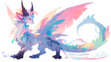 Cute dragon in hologram color