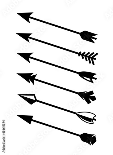 Vector arrow archer warrior weapon target indian feather hunt longbow symbol archery arrow medieval icon.