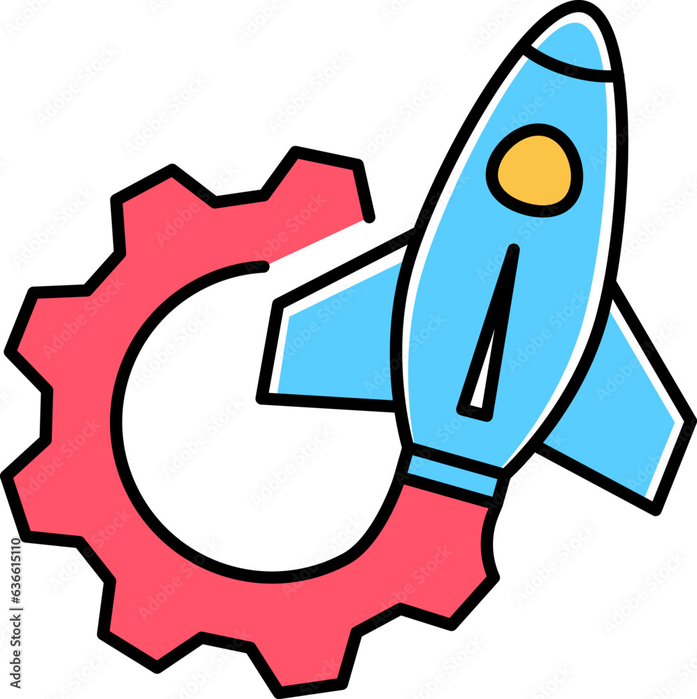 Gear and rocket icon set. Business start up logo vector. Gear and rocket icon set. Business start up logo vector.