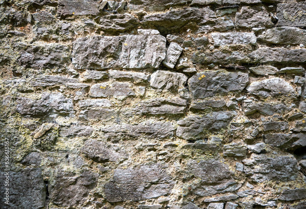 Fototapeta premium Stone wall pattern, natural stone texture, ground pavement background