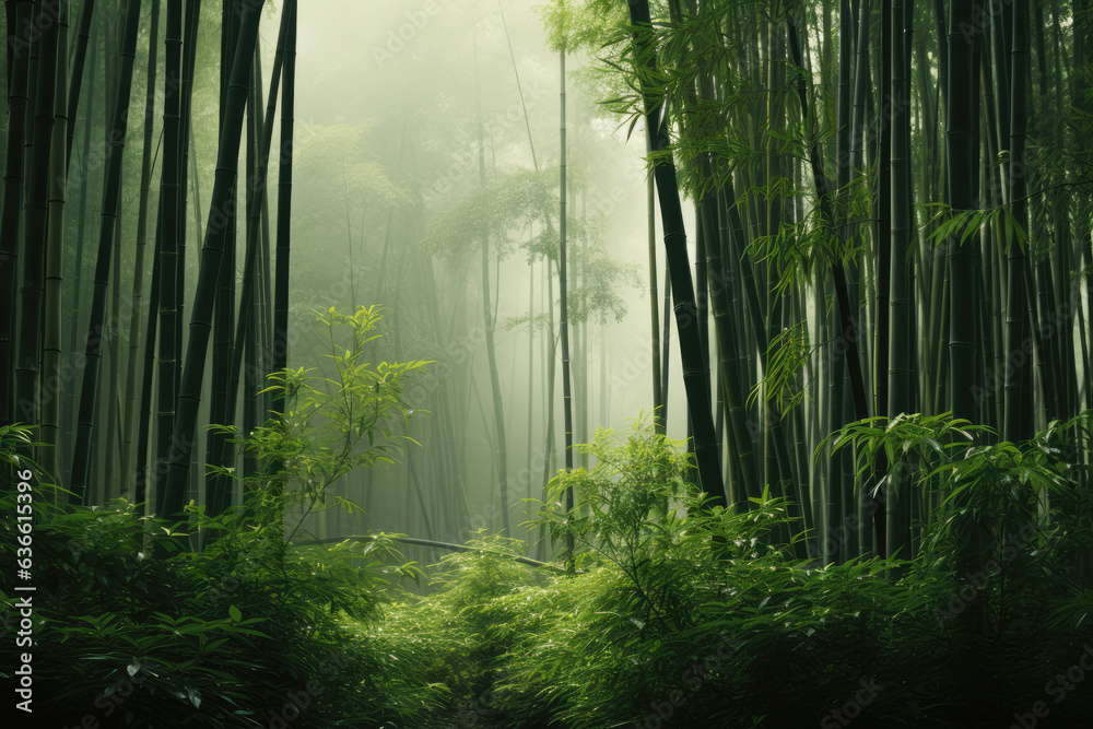 Obraz premium a bamboo forest, showcasing the tall, ai generated.